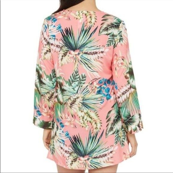 La Blanca Womens Size Small Pink Palm Tree Coverup Swimsuit Dress - Picture 2 of 8